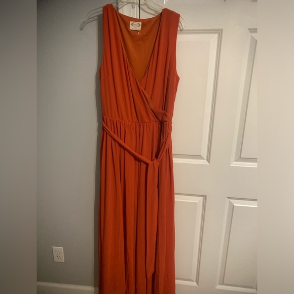 215. Mia Joy Joyfolie Women's Audrey Wrap Maxi-Dress, Paprika Burnt Orange - Picture 2 of 3